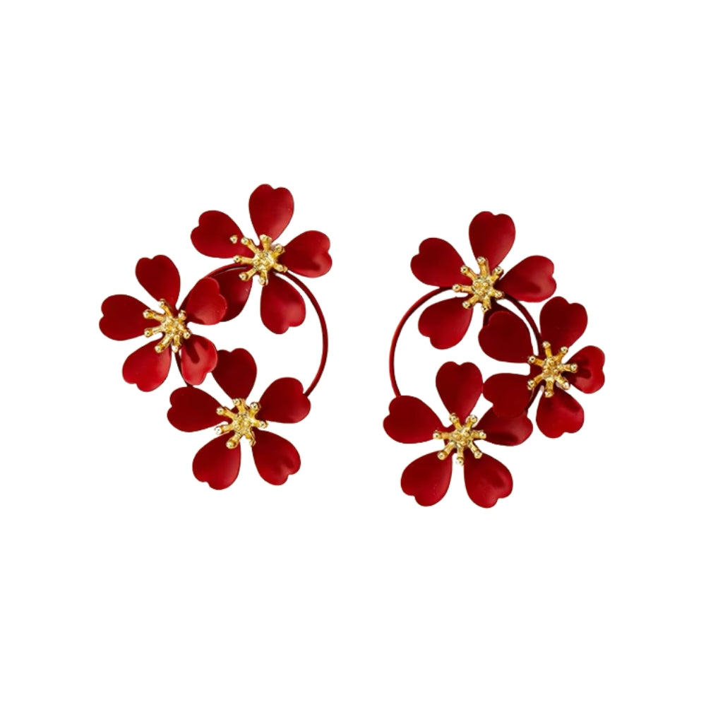 Big Flower Hooped Earring