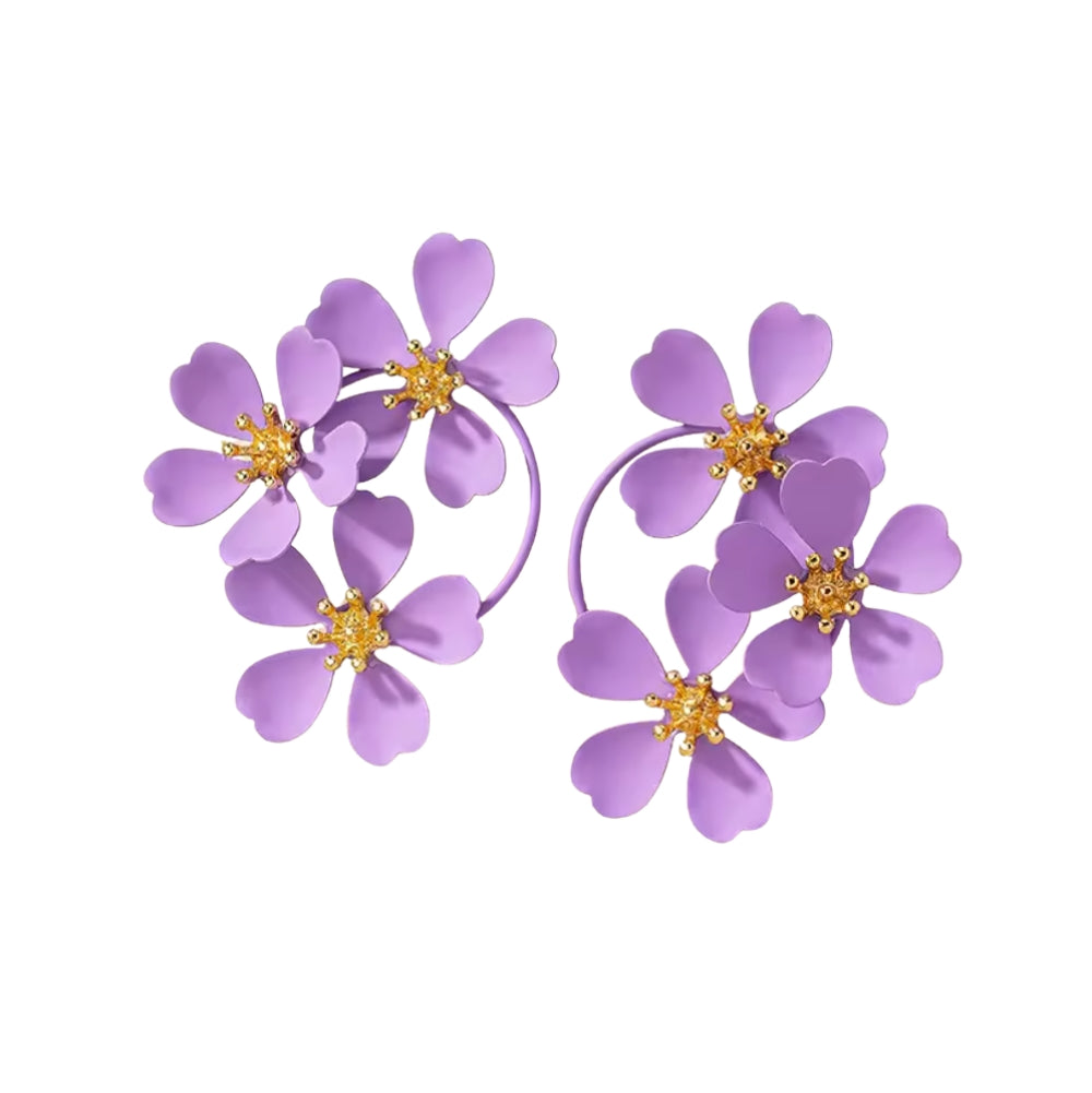 Big Flower Hooped Earring